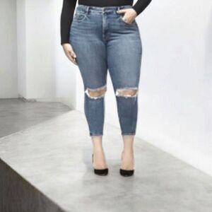 GOOD AMERICAN Womens Plus Size High Rise Super Soft distressed Jeans Firm! $65